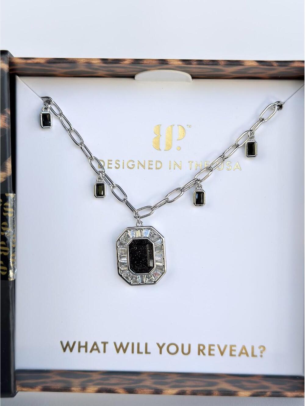 Bomb Party UNTAMED "Pulse Between Strikes" Necklace Onyx Sandstone on Rhodium